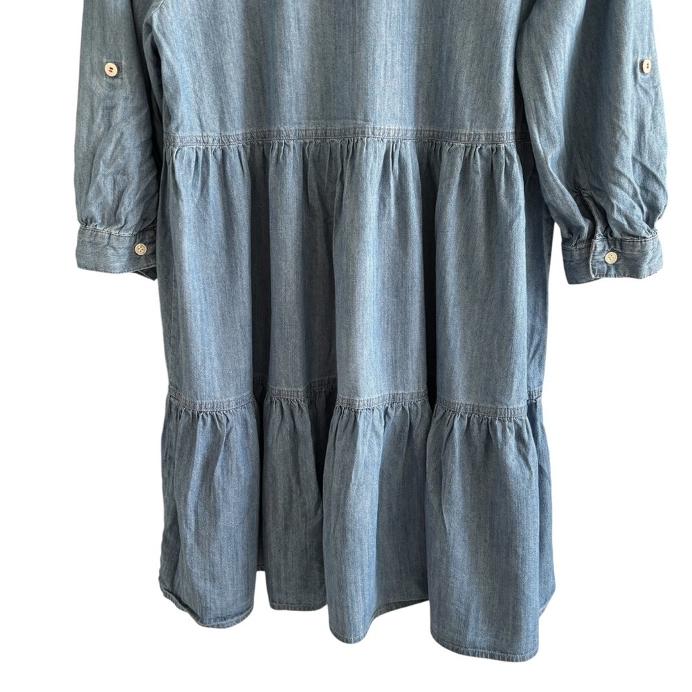 Tommy Hilfiger Tiered Chambray Shirtdress Size 6 Casual Western Boho Cottagecore - Picture 11 of 16